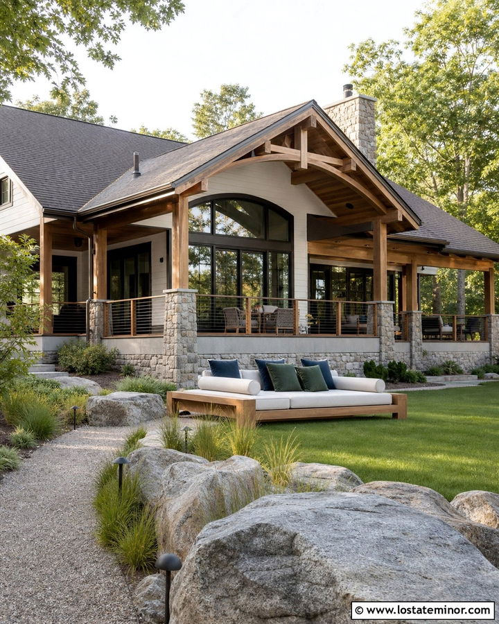 Warm White Lake House With Oversized Daybed - 30 Warm White House Design With Daybed Ideas