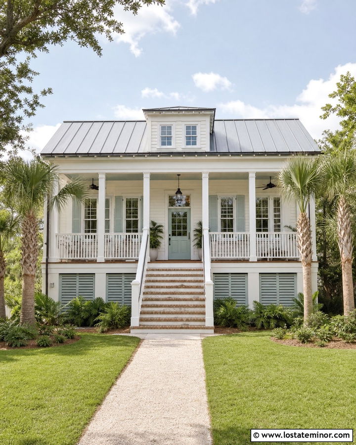 Warm White Lowcountry House With Seafoam Dutch Door - 30 Warm White House Design With Dutch Door Ideas