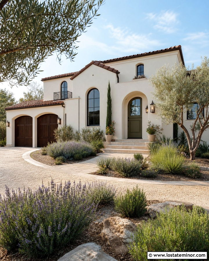 Warm White Mediterranean House With Olive Dutch Door - 30 Warm White House Design With Dutch Door Ideas