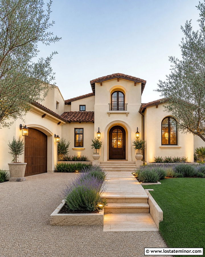Warm White Mediterranean House With Stucco Wall Wash - 30 Warm White House Design With Lighting Ideas