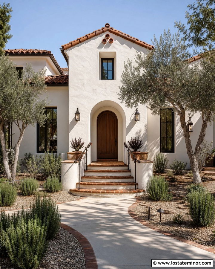Warm White Mediterranean House With Terracotta Steps - 30 Warm White House Design With Steps Ideas