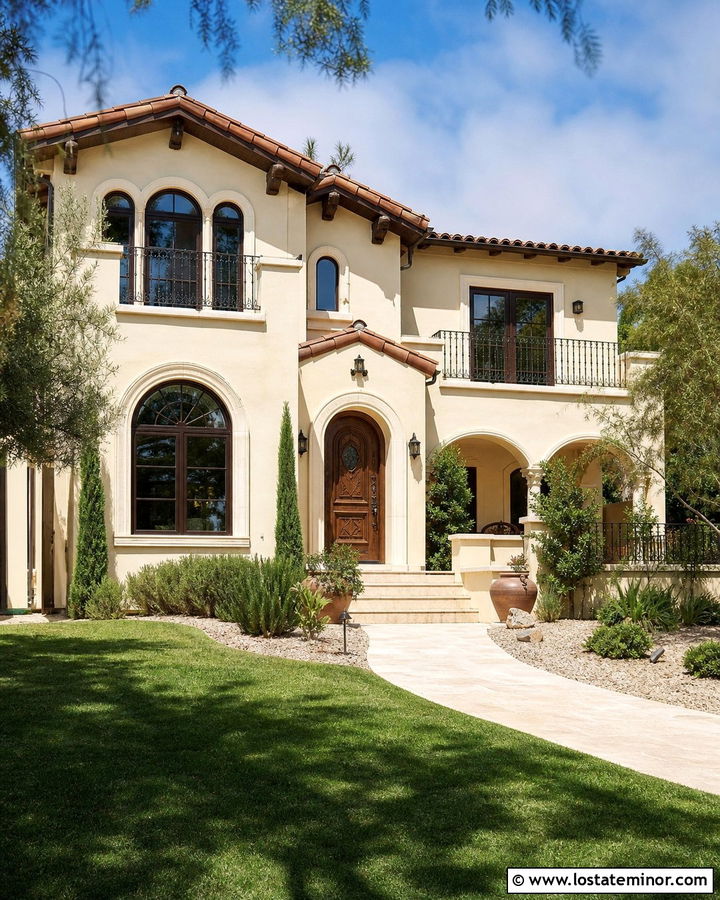 Warm White Mediterranean House With Tile Deck - 30 Warm White House Design With Deck Ideas