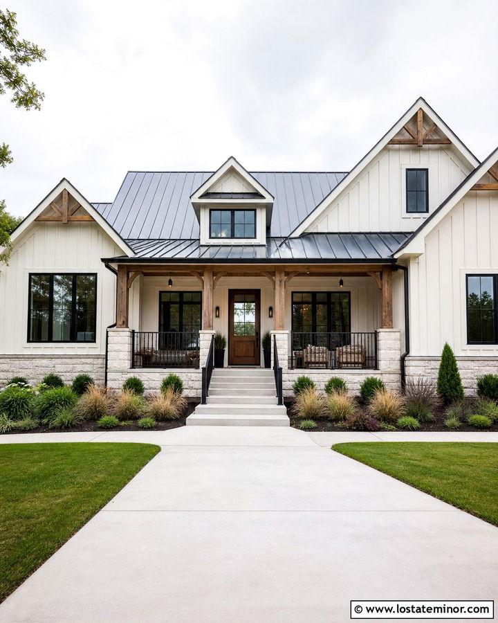Warm White Modern Farmhouse With Wood Dutch Door - 30 Warm White House Design With Dutch Door Ideas
