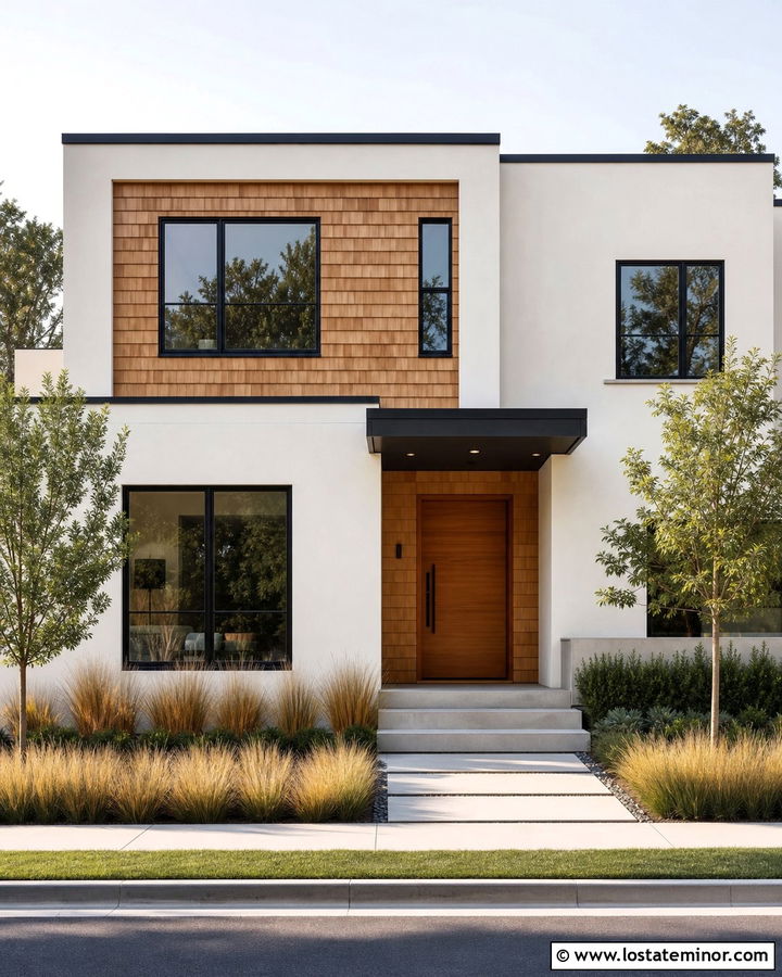 Warm White Modern House With Cedar Shake Panels - 30 Warm White House Design With Cedar Shake Ideas