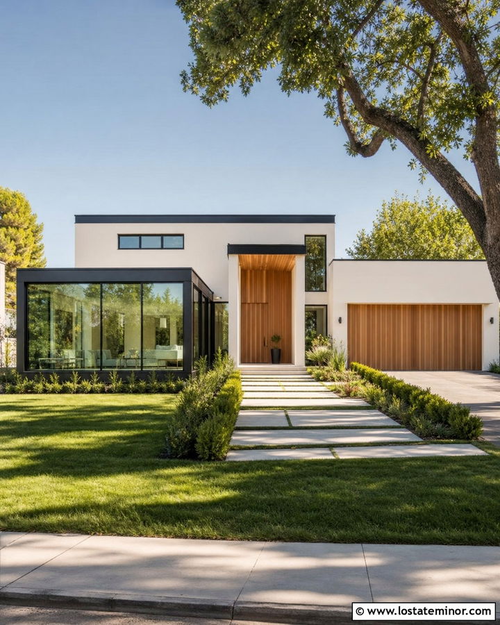 Warm White Modern House With Cube Sunroom - 30 Warm White House Design With Sunroom Ideas