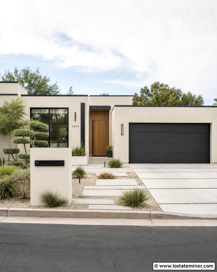 Warm White Modern House With Horizontal Mailbox - 30 Warm White House Design With Mailbox Ideas