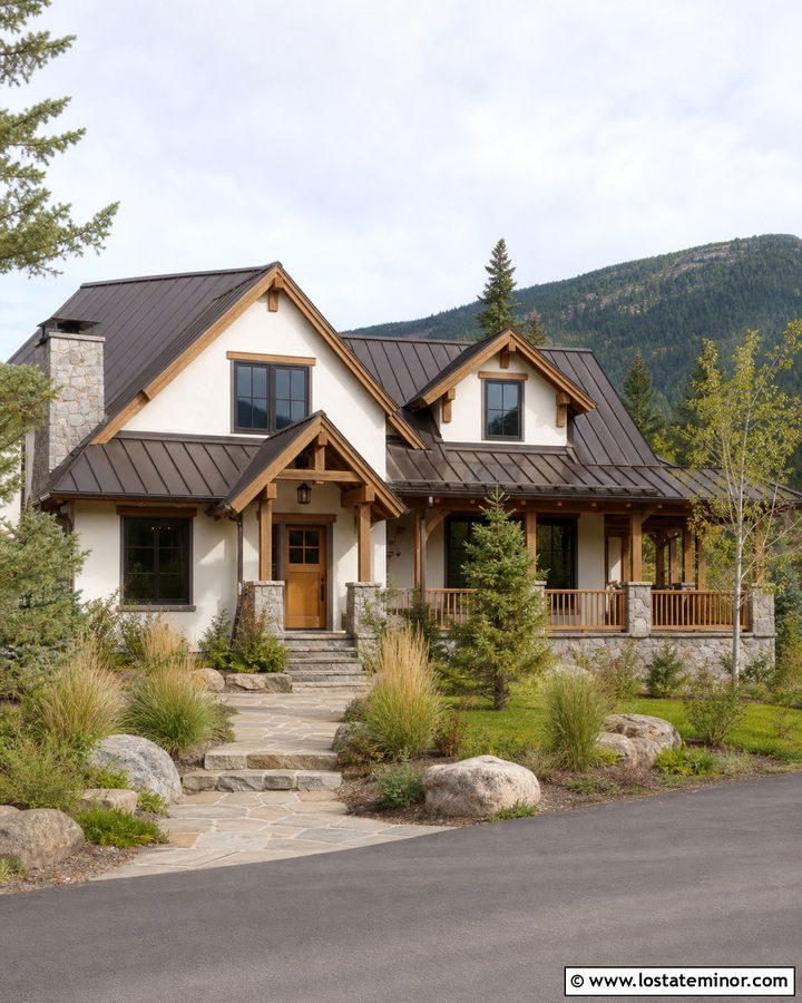 Warm White Mountain House With Cedar Dutch Door - 30 Warm White House Design With Dutch Door Ideas