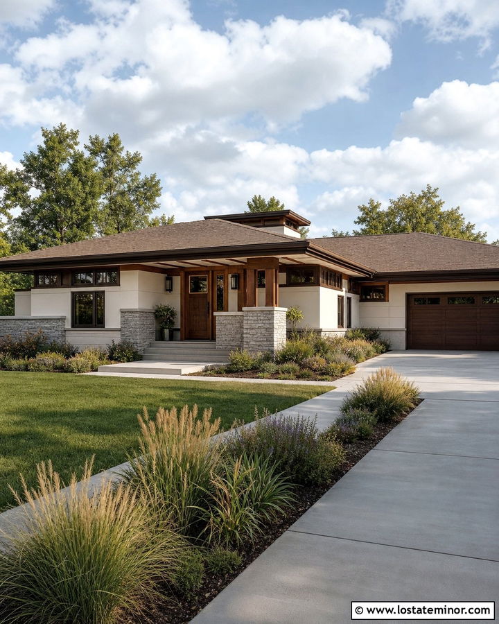 Warm White Prairie House With Exposed Porch Beams - 30 Warm White House Design With Porch Ceiling Ideas