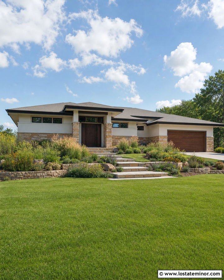 Warm White Prairie House With Sandstone Wainscoting - 30 Warm White House Design With Wainscoting Ideas