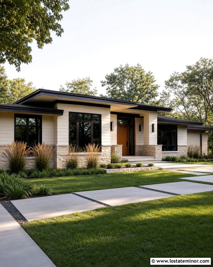 Warm White Prairie House With Wide Beam Lighting - 30 Warm White House Design With Lighting Ideas