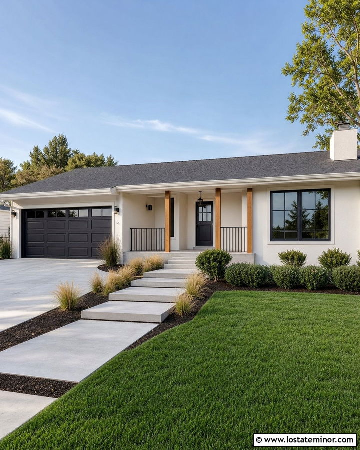 Warm White Ranch House With Black Dutch Door - 30 Warm White House Design With Dutch Door Ideas