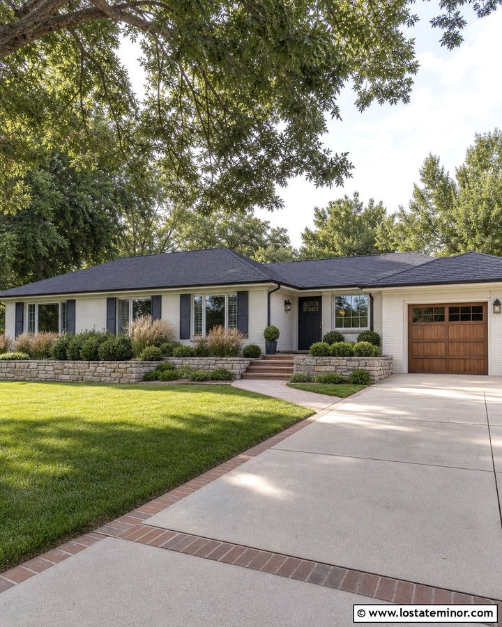 Warm White Ranch House With Charcoal Shutters - 30 Warm White House Design With Shutters Ideas