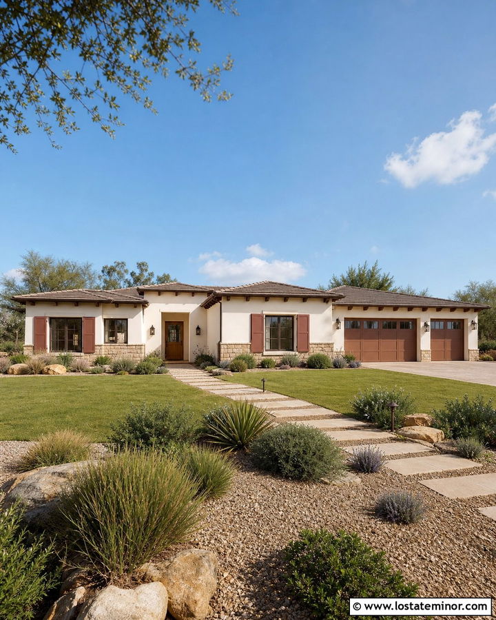 Warm White Ranch House With Clay Shutters - 30 Warm White House Design With Shutters Ideas