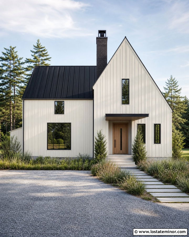 Warm White Scandinavian House With Dark Chimney - 30 Warm White House Design With Chimney Ideas