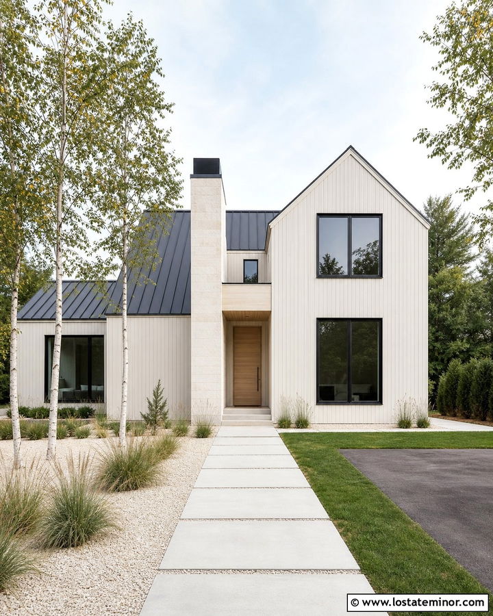 Warm White Scandinavian House With Light Stone - 30 Warm White House Design With Stone Accents Ideas