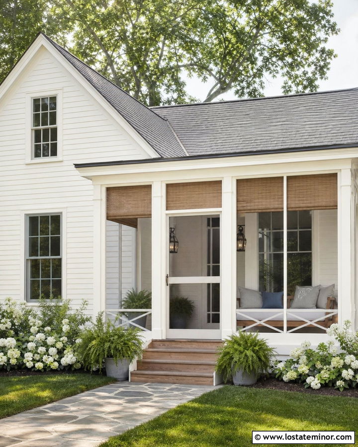 Warm White Screened Porch With Daybed - 30 Warm White House Design With Daybed Ideas