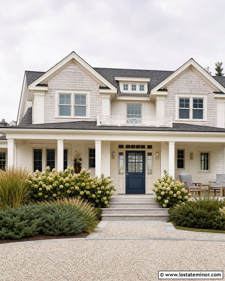 Warm White Shingle House With Denim Blue Dutch Door - 30 Warm White House Design With Dutch Door Ideas