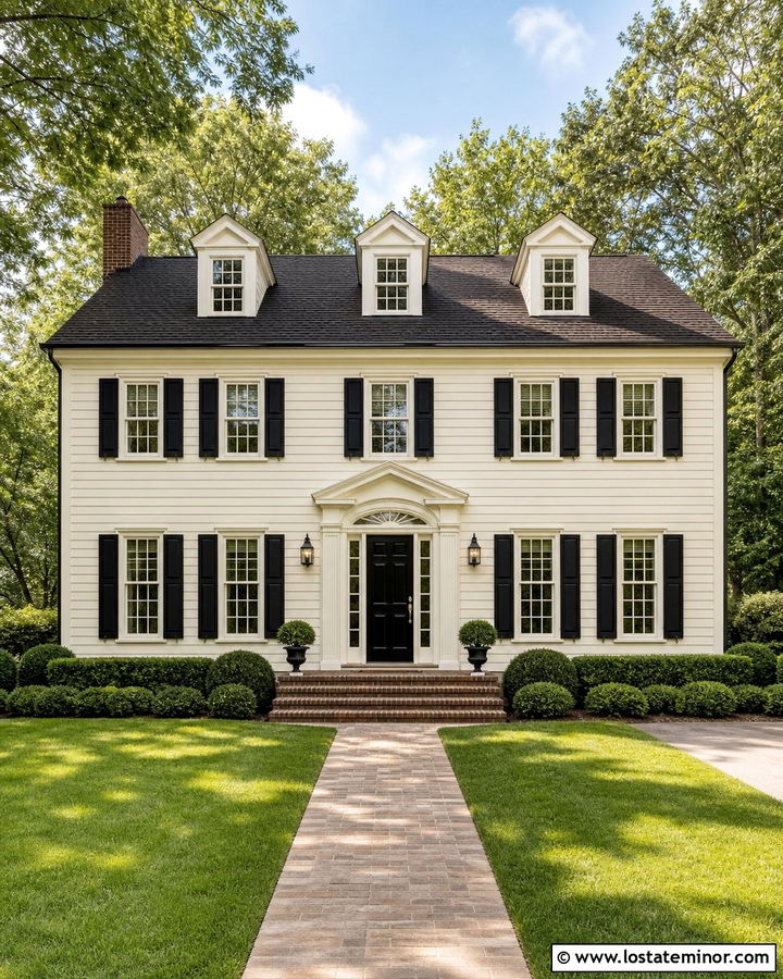 Warm White Siding With Black Shutters - 30 Warm White House Design With Siding Ideas