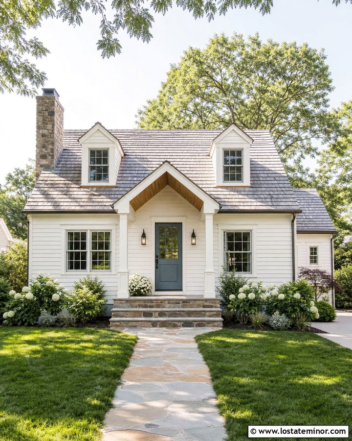 Warm White Siding With Blue Front Door - 30 Warm White House Design With Siding Ideas