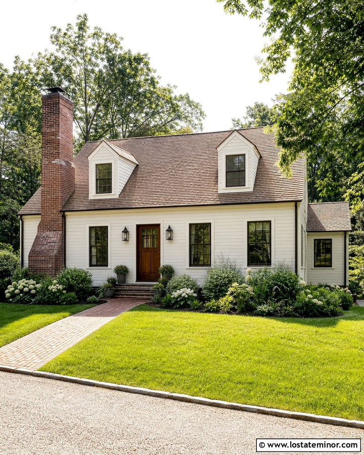 Warm White Siding With Brick Chimney - 30 Warm White House Design With Siding Ideas