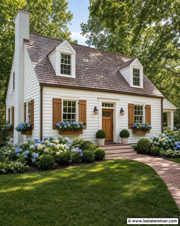 Warm White Siding With Cedar Shutters - 30 Warm White House Design With Siding Ideas