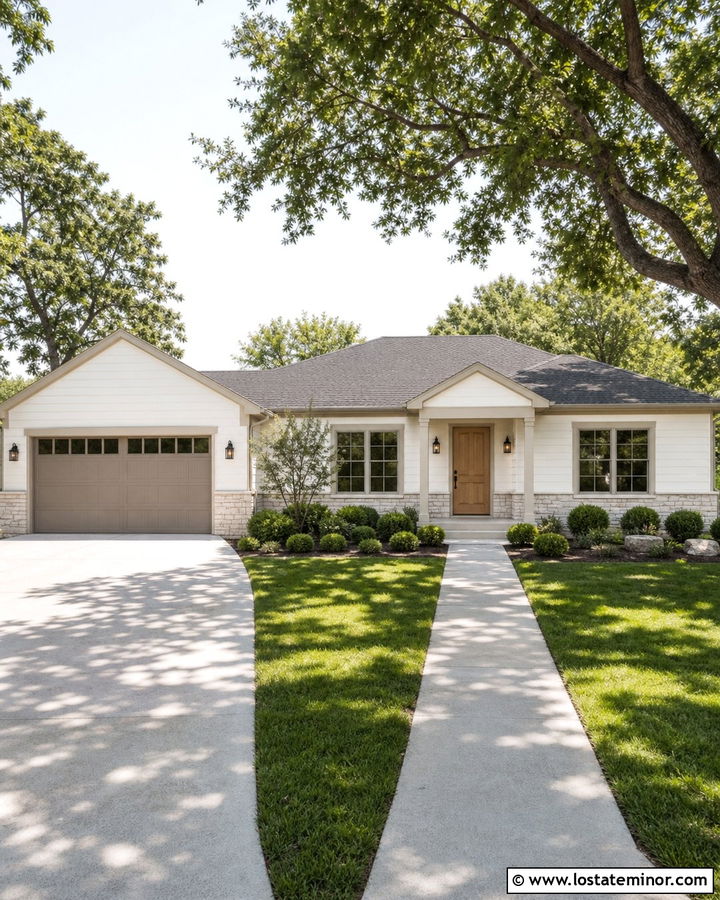 Warm White Siding With Greige Trim - 30 Warm White House Design With Siding Ideas