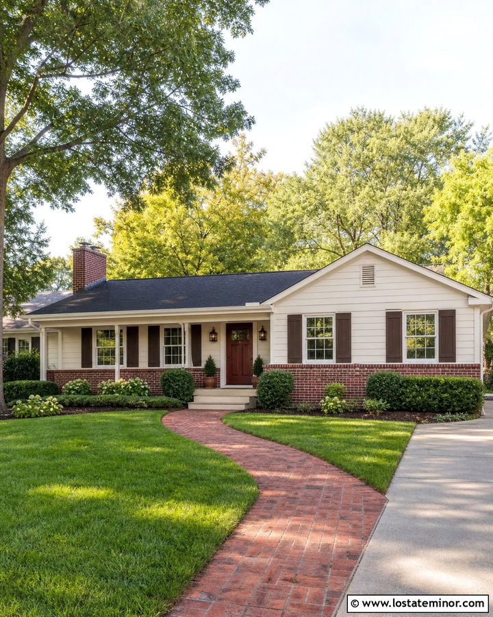 Warm White Siding With Red Brick - 30 Warm White House Design With Siding Ideas