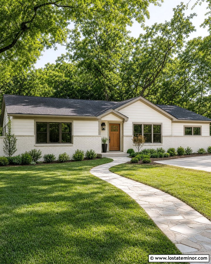 Warm White Siding With White Brick - 30 Warm White House Design With Siding Ideas