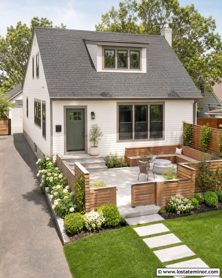 Warm White Small House With Privacy Patio - 30 Warm White House Design With Backyard Ideas