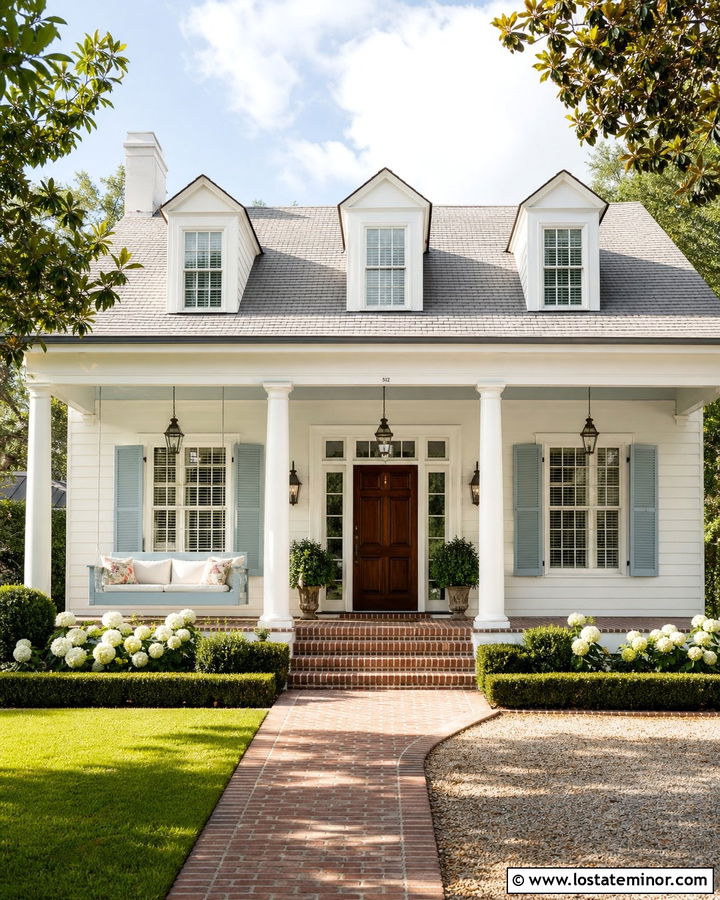 Warm White Southern House With Blue Swing - 30 Warm White House Design With Swing Ideas