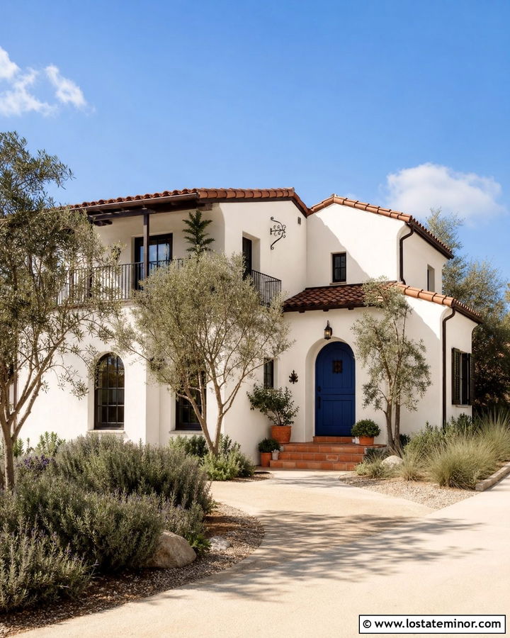 Warm White Spanish House With Blue Dutch Door - 30 Warm White House Design With Dutch Door Ideas