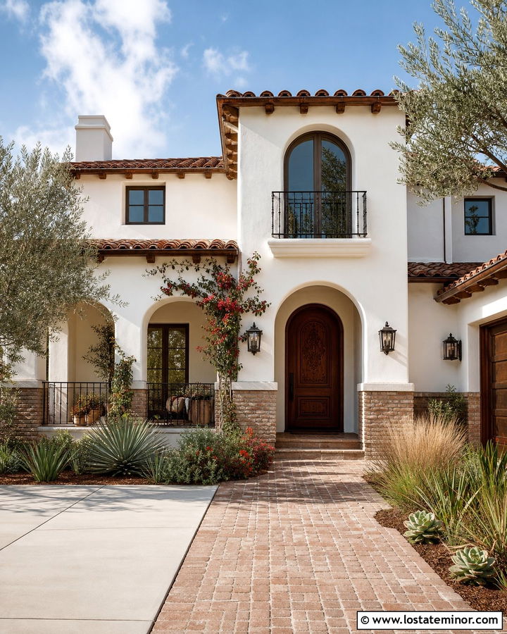 Warm White Spanish House With Brick Wainscoting - 30 Warm White House Design With Wainscoting Ideas