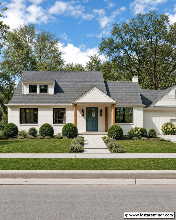 Warm White Suburban House With Blue Green Dutch Door - 30 Warm White House Design With Dutch Door Ideas