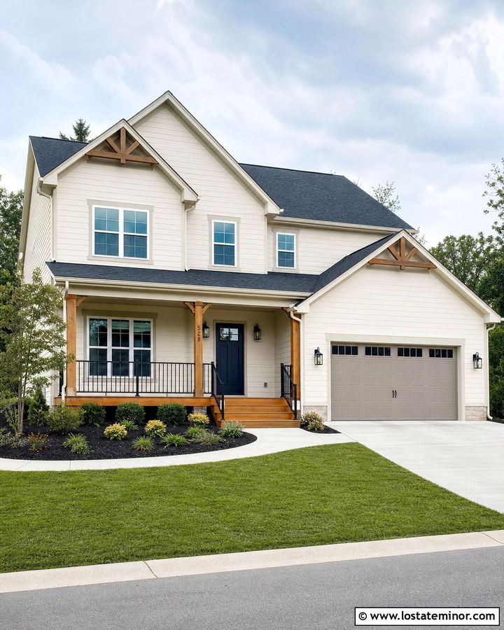 Warm White Suburban House With Deck Steps - 30 Warm White House Design With Steps Ideas
