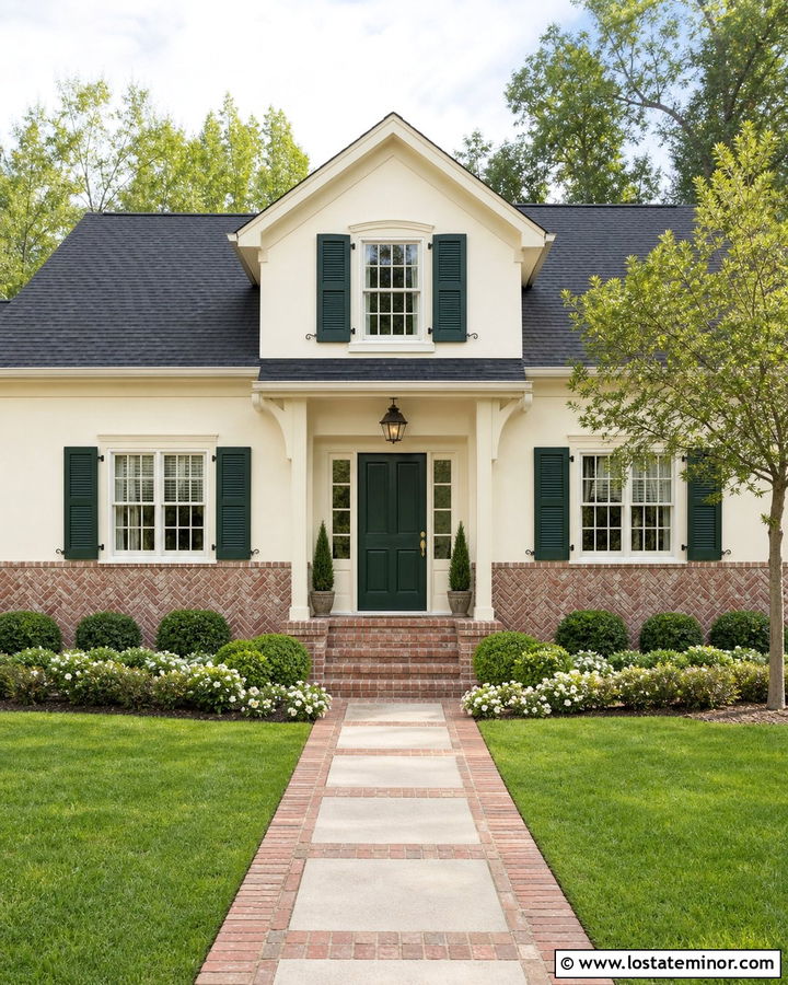 Warm White Traditional House With Herringbone Brick Wainscoting - 30 Warm White House Design With Wainscoting Ideas