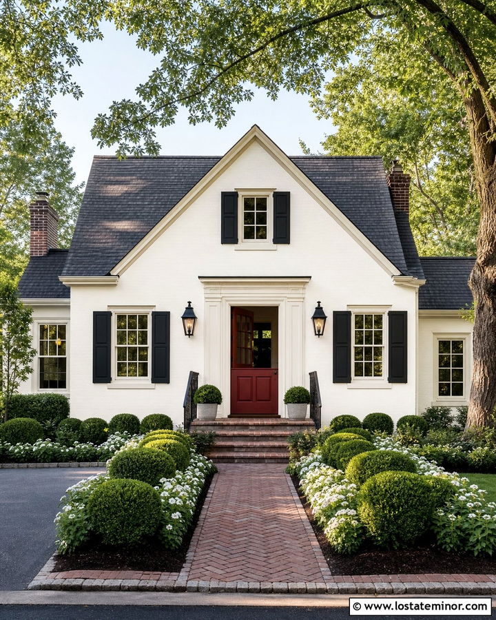 Warm White Traditional House With Red Dutch Door - 30 Warm White House Design With Dutch Door Ideas