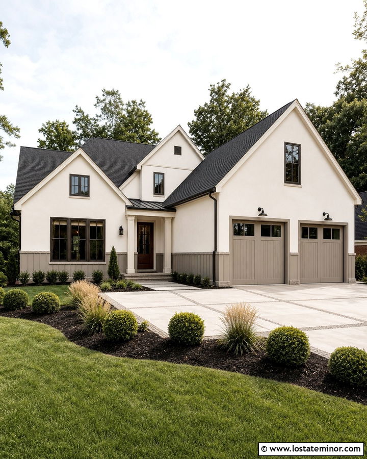 Warm White Transitional House With Taupe Wainscoting - 30 Warm White House Design With Wainscoting Ideas