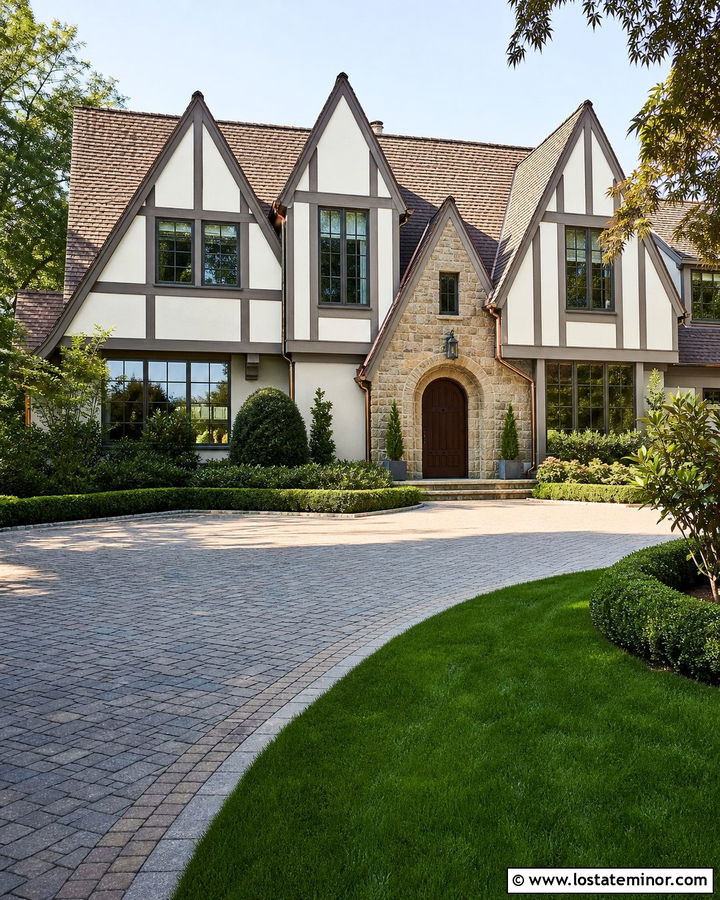 Warm White Tudor With Copper Gutters - 30 Warm White House Design With Dormers Ideas