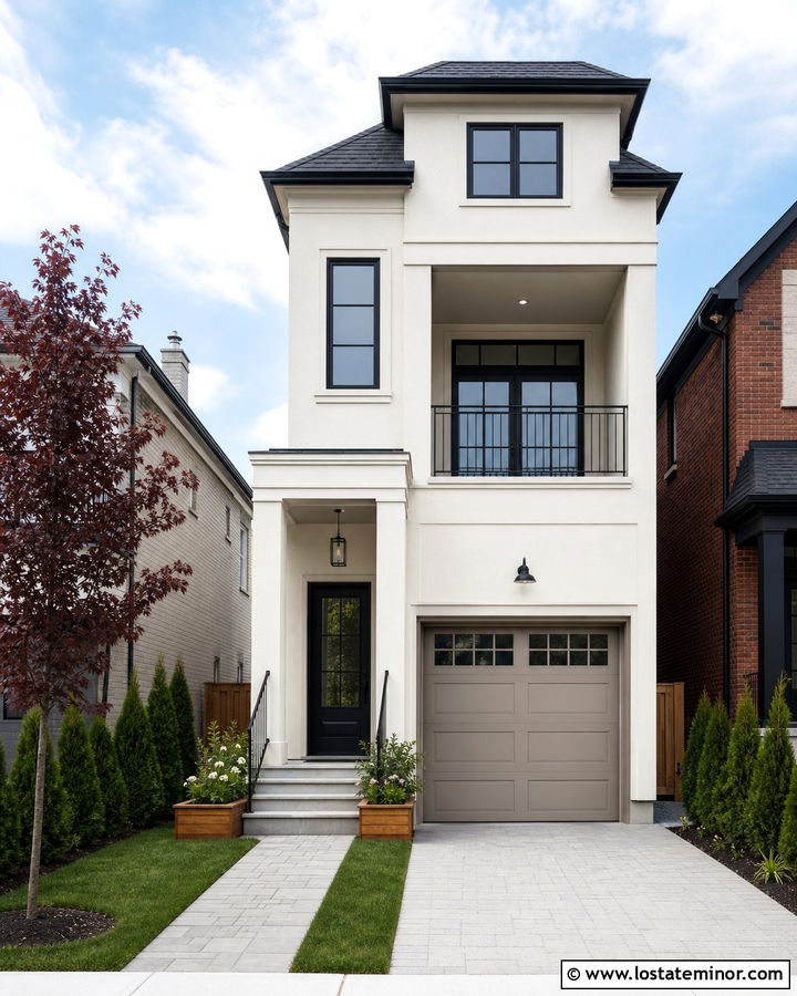 Warm White Urban House With Taupe Porch Ceiling - 30 Warm White House Design With Porch Ceiling Ideas