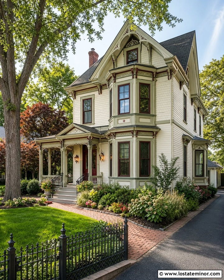 Warm White Victorian House With Decorative Lanterns - 30 Warm White House Design With Lighting Ideas