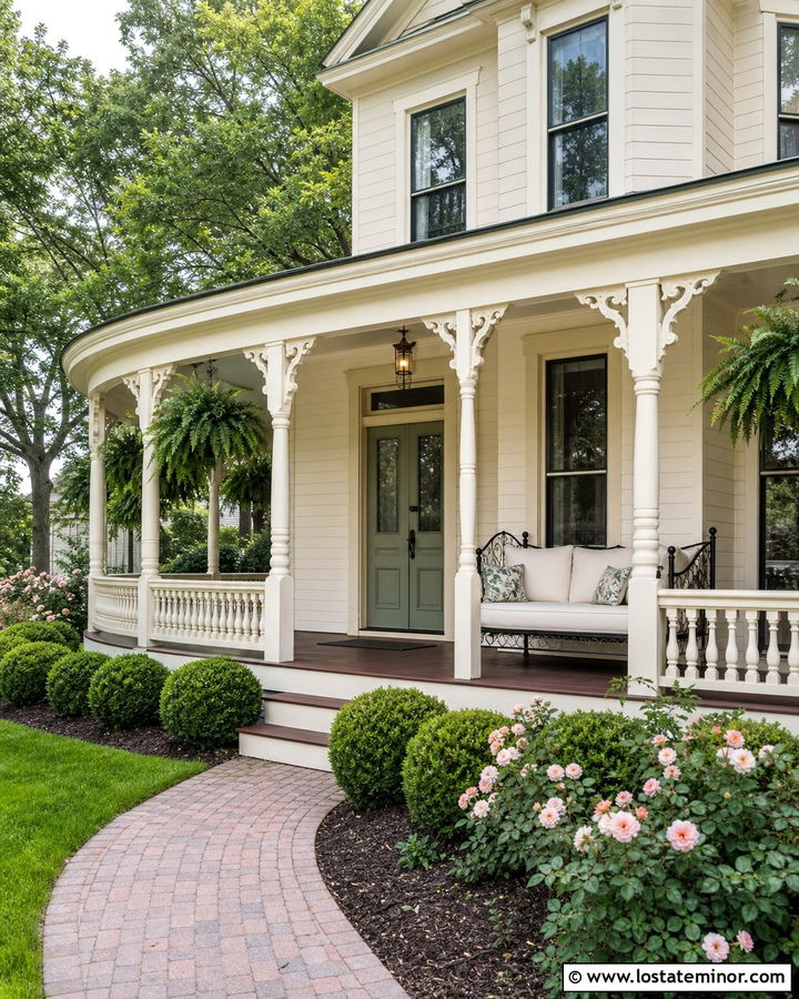 Warm White Victorian House With Iron Daybed - 30 Warm White House Design With Daybed Ideas