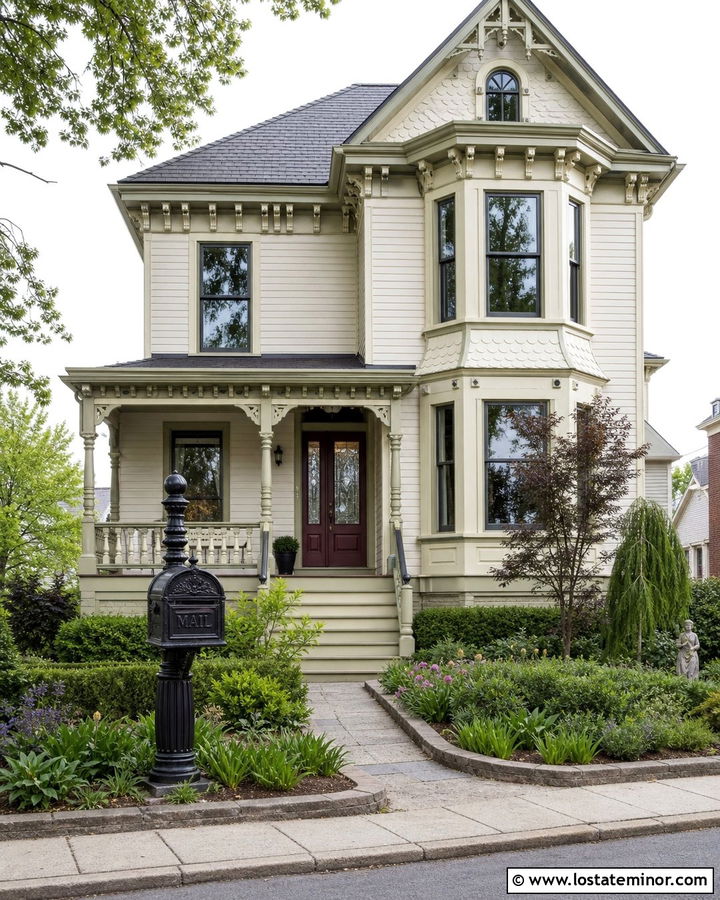 Warm White Victorian With Decorative Mailbox - 30 Warm White House Design With Mailbox Ideas