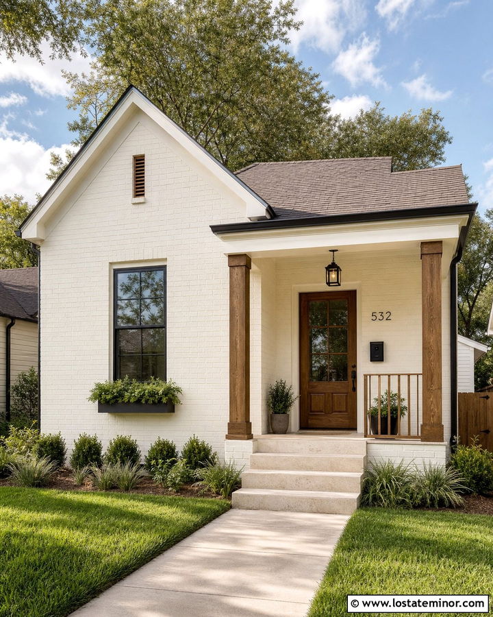 Westhighland White House With Small Porch - 30 Warm White House Design With Front Porch Ideas