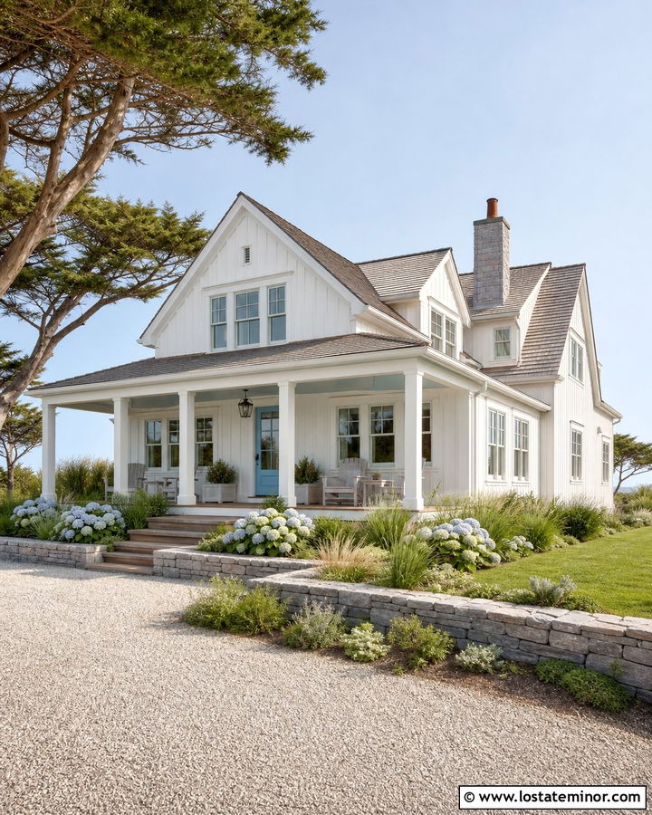 White Board and Batten House With Coastal Accents - 30 White House Design With Board and Batten Ideas
