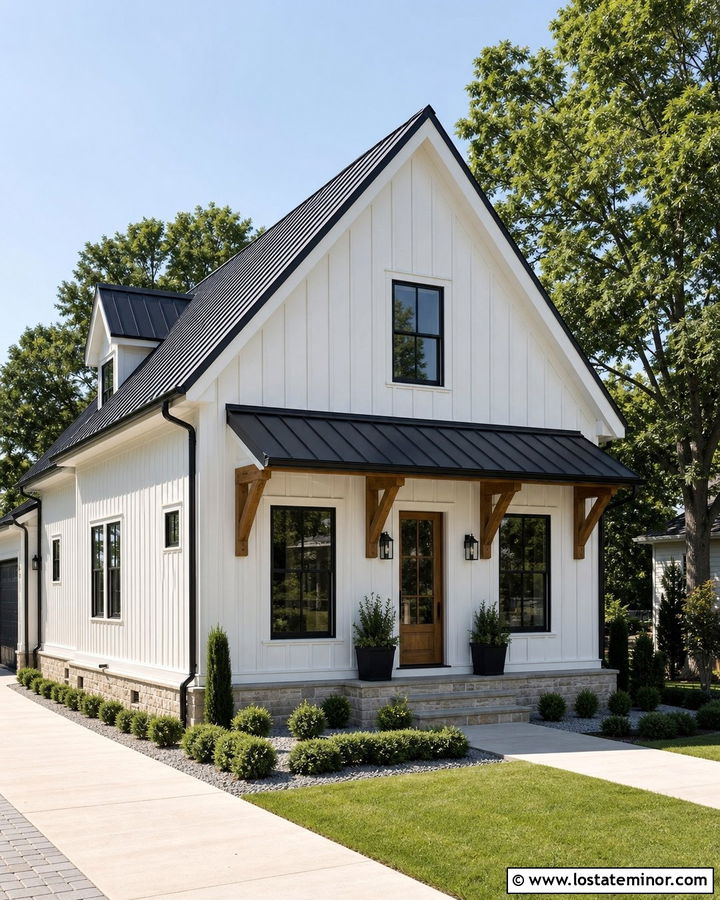 White Board and Batten House With Metal Roof - 30 White House Design With Board and Batten Ideas