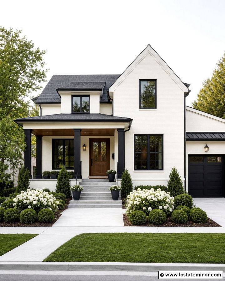 White Brick House With Black Porch Columns - 30 White House Design With Porch Columns Ideas
