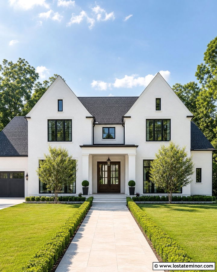 White Brick House With Double Gables - 30 White House Design With Gables Ideas