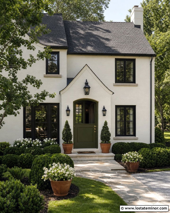 White Brick House With Olive Dutch Door - 30 White House Design With Dutch Door Ideas