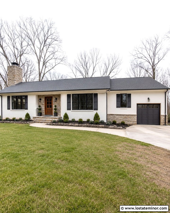 White Brick House With Stone Accents - 30 Stone House Design With Accents Ideas