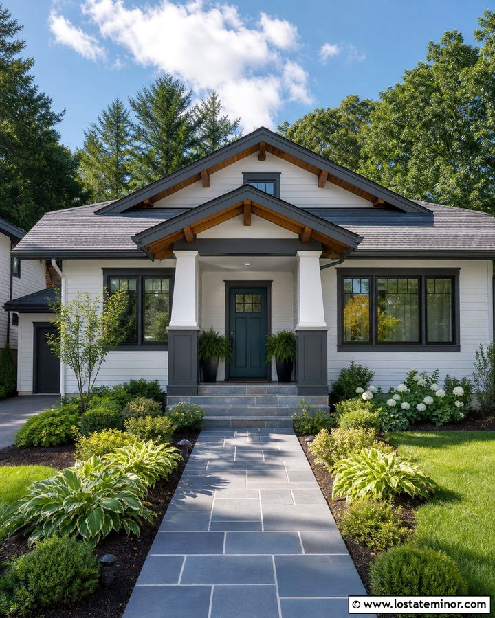 White Bungalow With Bluestone Walkway - 30 White House Design With Walkway Ideas